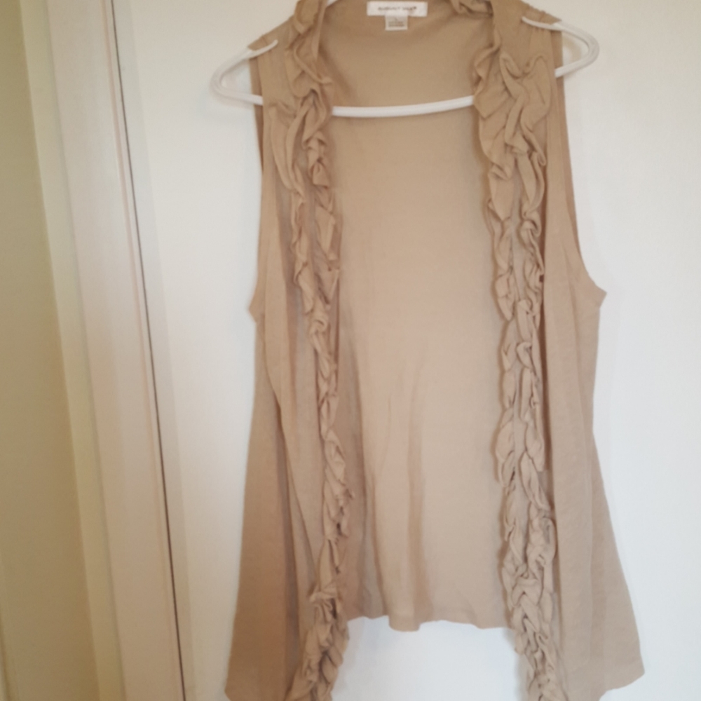 August Silk  large beige sleeveles light long vest